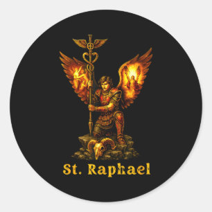Saint Archangel Raphael Christian Art Faith  Classic Round Sticker
