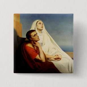 Saint Augustine and Saint Monica 15 Cm Square Badge