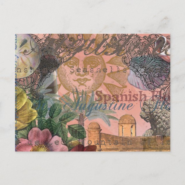 saint augustine florida travel antique art postcard (Front)