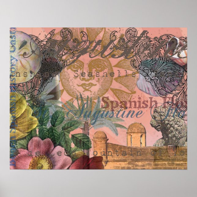 saint augustine florida travel antique art poster (Front)