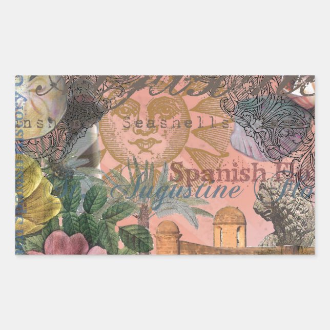 saint augustine florida travel antique art rectangular sticker (Front)