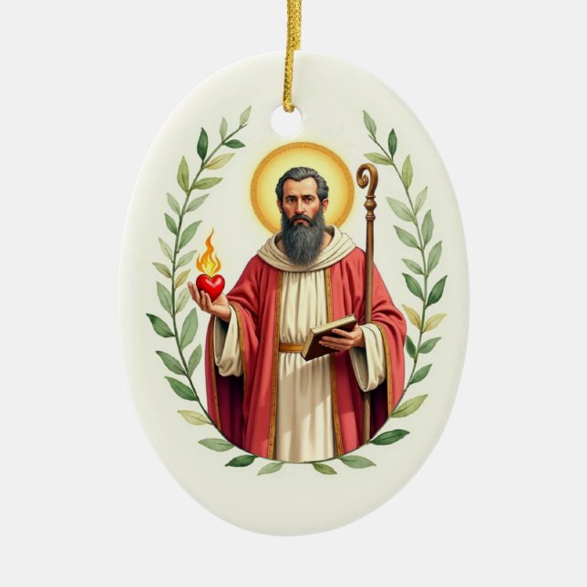 Saint Augustine of Hippo God's Peace and Blessings Ceramic Tree Decoration (Front)