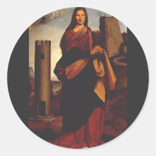 Saint Barbara by Giovanni Antonio Boltraffio Classic Round Sticker