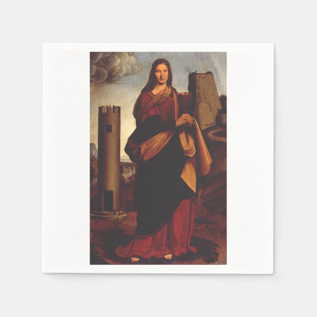 Saint Barbara by Giovanni Antonio Boltraffio Napkin (Front)