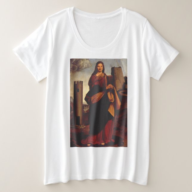 Saint Barbara by Giovanni Antonio Boltraffio Plus Size T-Shirt (Design Front)
