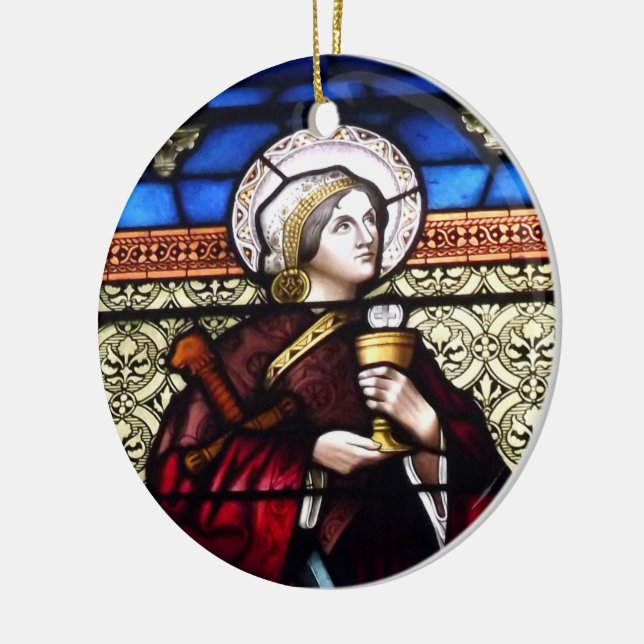 Saint Barbara Stained Glass Window Ceramic Tree Decoration (Left)