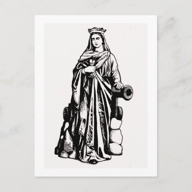Saint Barbara with chalice and cannon Postcard (Front)