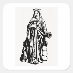 Saint Barbara with chalice and cannon Square Sticker