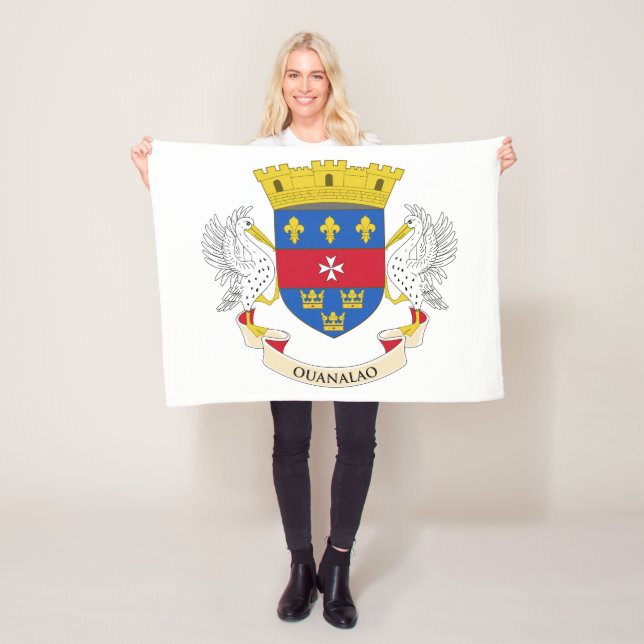 Saint Barthélemy Flag Fleece Blanket (In Situ)