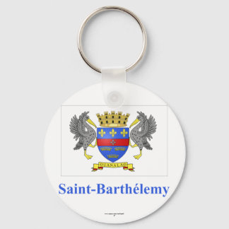 Saint Barthelemy Flag with Name in French Key Ring