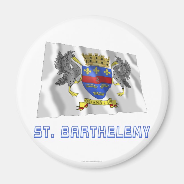 Saint Barthelemy Waving Flag with Name Magnet (Front)