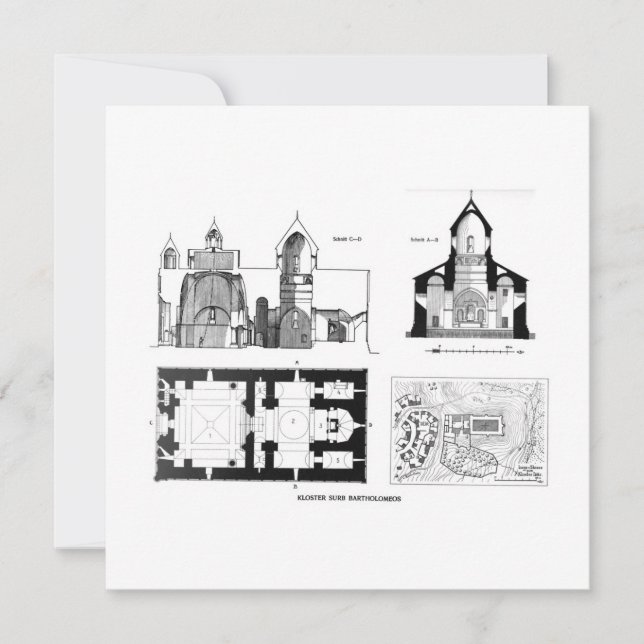 Saint Bartholomew Monastery floor and cross plan (Front)
