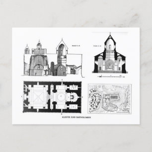 Saint Bartholomew Monastery floor and cross plan Postcard