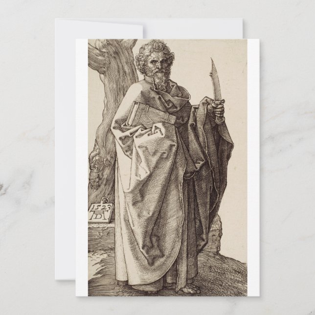 Saint Bartholomew the Apostle by Albrecht Durer  Holiday Card (Front)