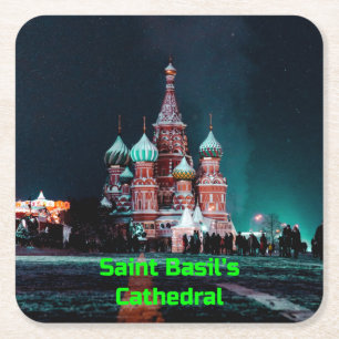 Saint Basil’s Cathedral, Moscow, Russia Square Paper Coaster