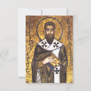 Saint Basil the Great Byzantine Gold Holy Card