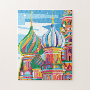 Saint Basil's Cathedral Russia Colourful Pop Art Jigsaw Puzzle
