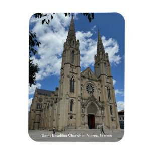 Saint Baudilus Church in Nimes, France, on a Magnet