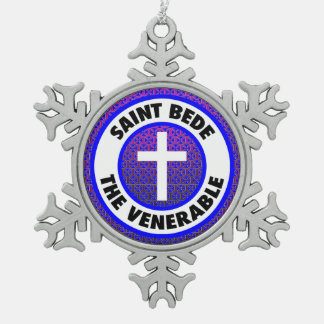Saint Bede the Venerable Snowflake Pewter Christmas Ornament
