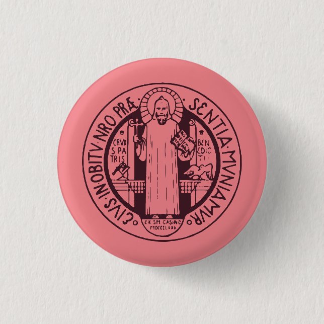 Saint Benedict Medal 3 Cm Round Badge (Front)