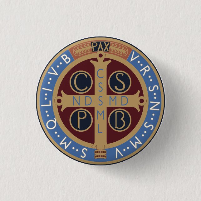 Saint Benedict Medal 3 Cm Round Badge (Front)