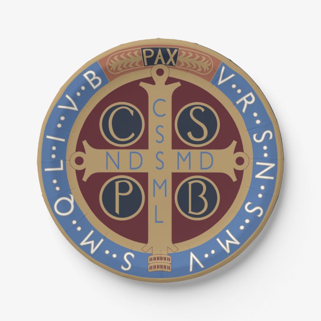 Saint Benedict Medal Paper Plate (Front)