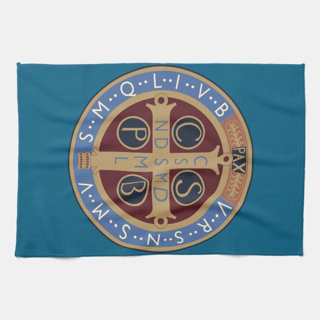 Saint Benedict Medal Tea Towel (Horizontal)