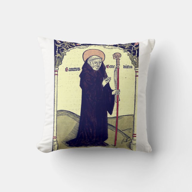 Saint  Benedict of Nursia Abbot of Monte Cassino Cushion (Front)