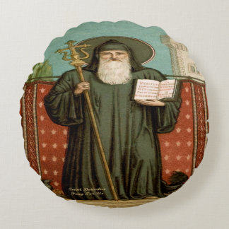 Saint Benedict of Nursia Round Cushion