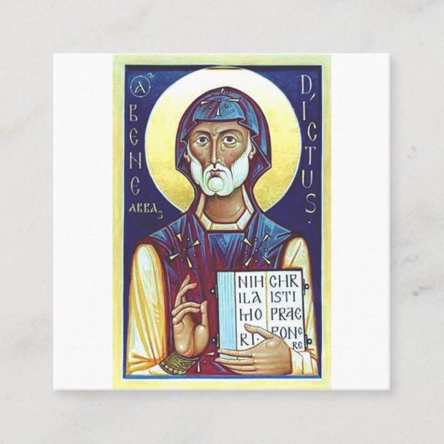 Saint Benedict of Nursia Square Business Card (Front)