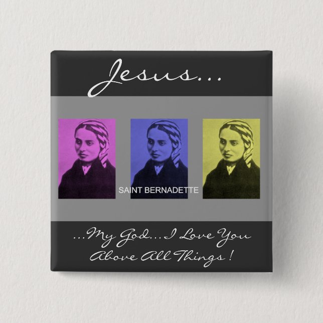 saint bernadette 15 cm square badge (Front)