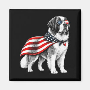 Saint Bernard 4th Of July Aamerican Flag Dog Magnet