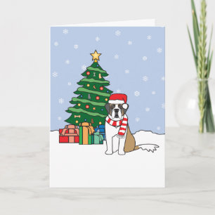 Saint Bernard and Christmas Tree Holiday Card