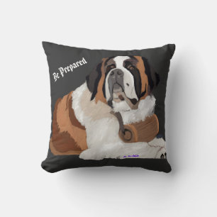 Saint Bernard and Keg: Be Prepared Cushion