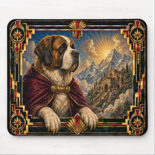 Saint Bernard, Art Deco Dog Mouse Pad