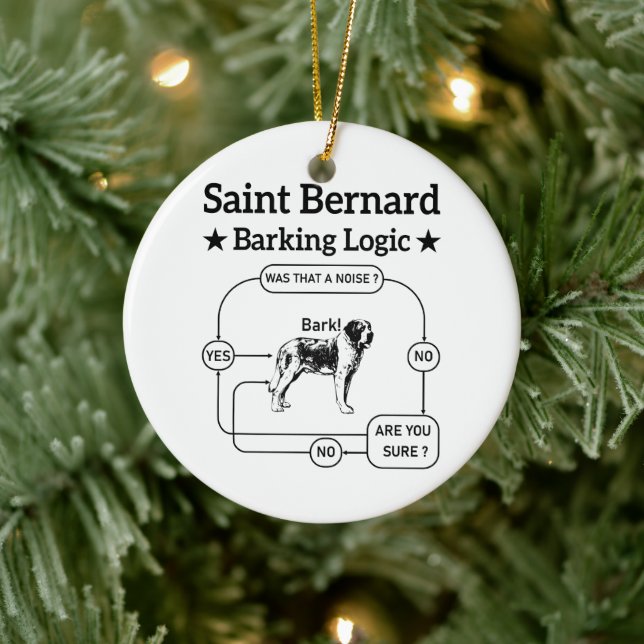 Saint Bernard Barking Logic Funny Dog Owner Cool Ceramic Tree Decoration (Tree)