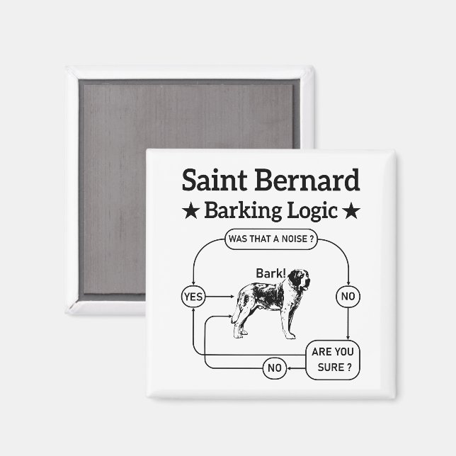 Saint Bernard Barking Logic Funny Dog Owner Cool Magnet (Front/Back)