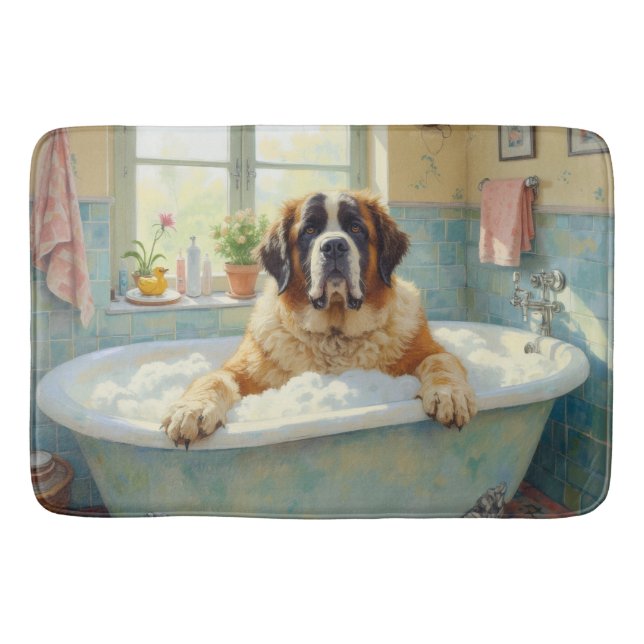 Saint Bernard Bath Time Cosy Bathroom Decor Mat (Front)