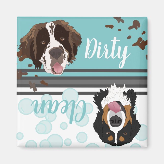 Saint Bernard Bernese Dirty/Clean Dishwasher Magnet (Front)