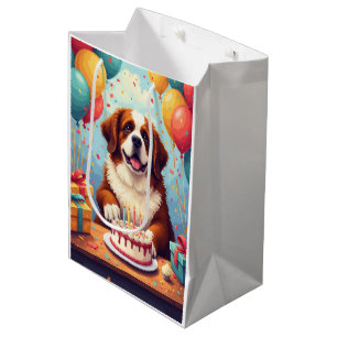 Saint Bernard Birthday Celebration Medium Gift Bag