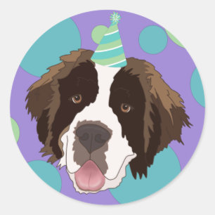 Saint Bernard Birthday Classic Round Sticker