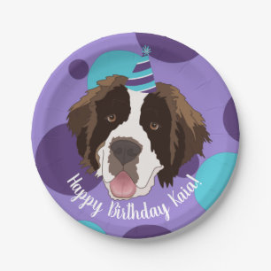 Saint Bernard Birthday Paper Plate