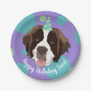 Saint Bernard Birthday Paper Plate