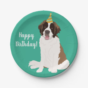 Saint Bernard Birthday Paper Plate