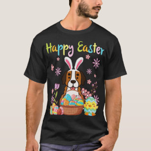 Saint Bernard Bunny Dog Dance Flower Eggs Chick Ha T-Shirt