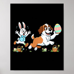 Saint Bernard Bunny Easter Egg Kids Mens Womens Poster