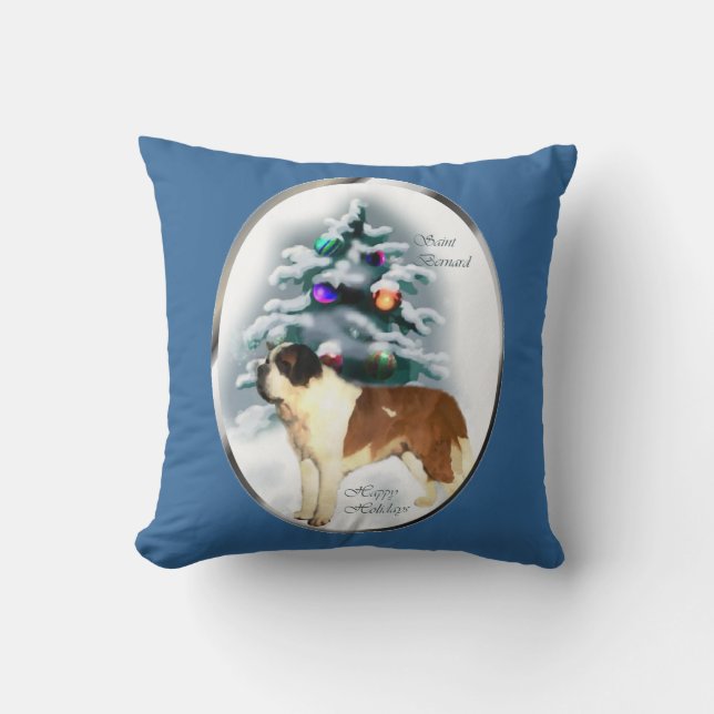 Saint Bernard Christmas Cushion (Front)