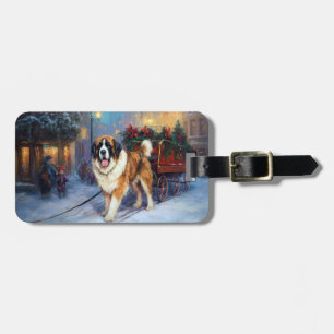 Saint Bernard Christmas Festive Season Luggage Tag