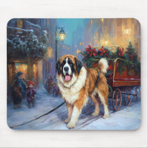 Saint Bernard Christmas Festive Season Mouse Pad