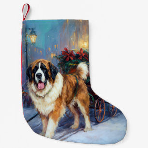 Saint Bernard Christmas Festive Season Small Christmas Stocking